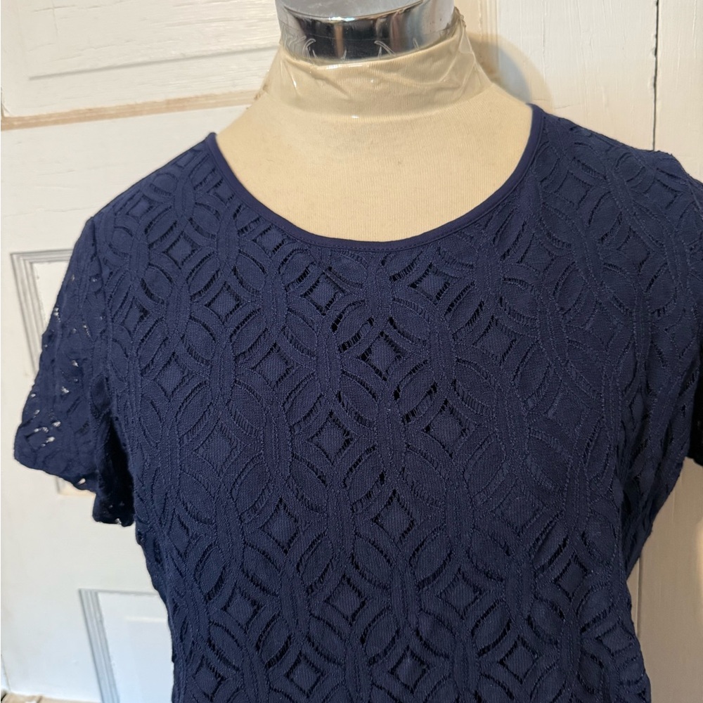 Blue Short Sleeve Textured Blouse